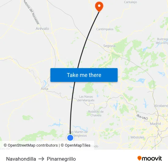 Navahondilla to Pinarnegrillo map