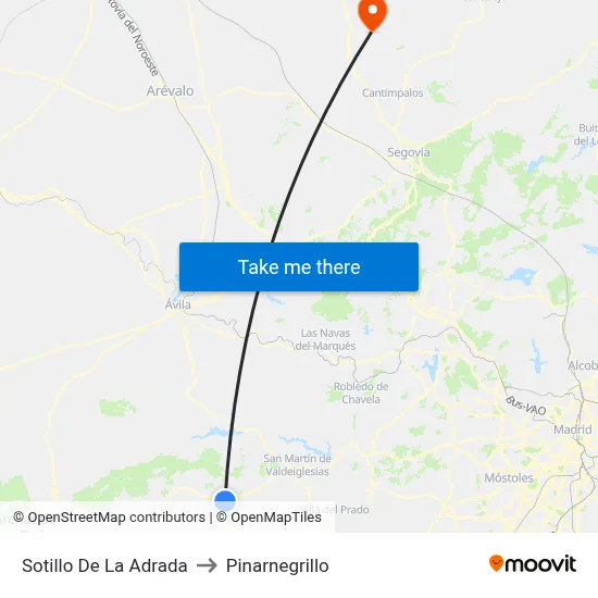 Sotillo De La Adrada to Pinarnegrillo map