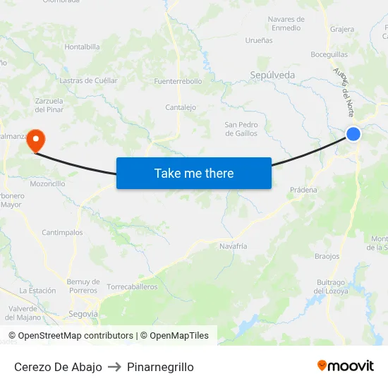 Cerezo De Abajo to Pinarnegrillo map