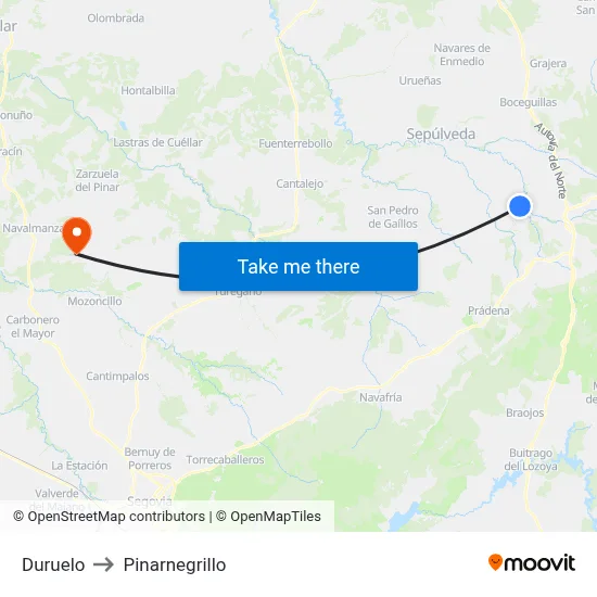 Duruelo to Pinarnegrillo map