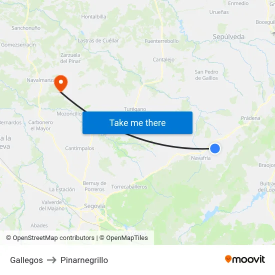 Gallegos to Pinarnegrillo map
