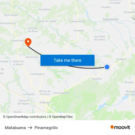 Matabuena to Pinarnegrillo map