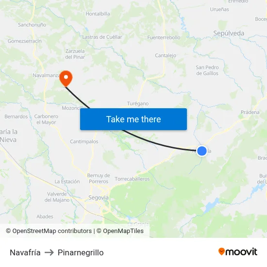 Navafría to Pinarnegrillo map