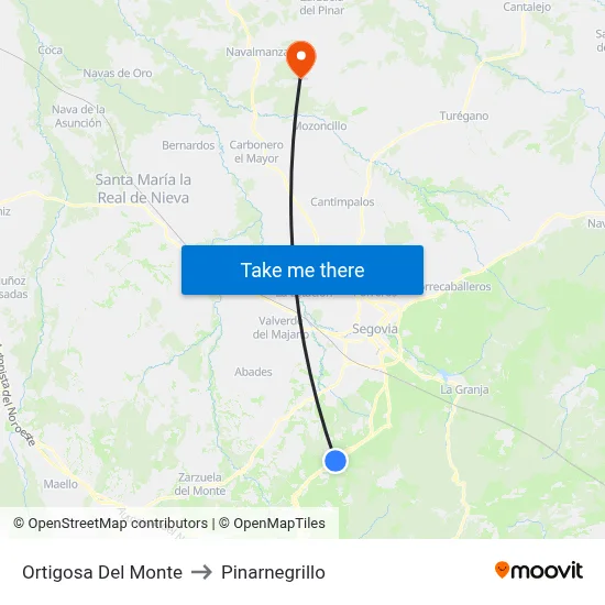 Ortigosa Del Monte to Pinarnegrillo map