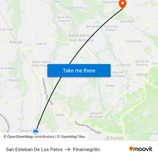 San Esteban De Los Patos to Pinarnegrillo map