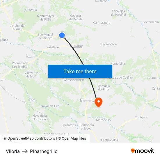 Viloria to Pinarnegrillo map