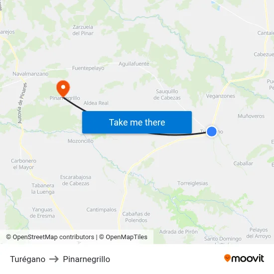 Turégano to Pinarnegrillo map