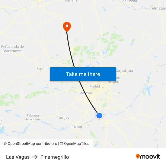 Las Vegas to Pinarnegrillo map