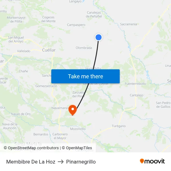 Membibre De La Hoz to Pinarnegrillo map