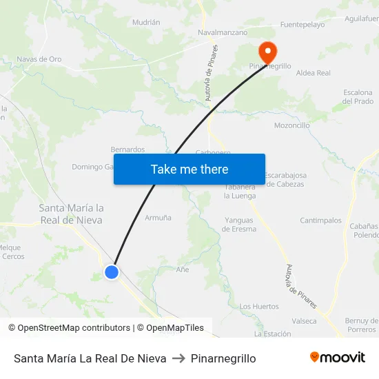 Santa María La Real De Nieva to Pinarnegrillo map