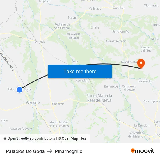 Palacios De Goda to Pinarnegrillo map