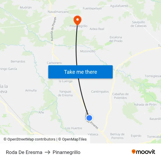 Roda De Eresma to Pinarnegrillo map