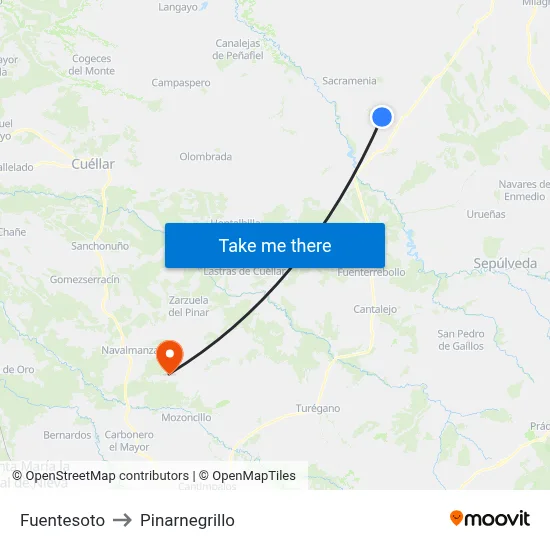 Fuentesoto to Pinarnegrillo map