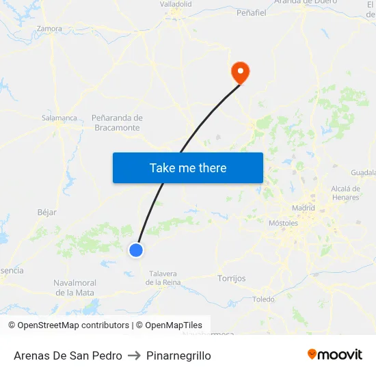 Arenas De San Pedro to Pinarnegrillo map
