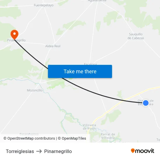 Torreiglesias to Pinarnegrillo map