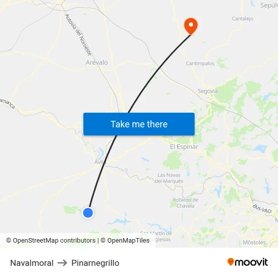 Navalmoral to Pinarnegrillo map