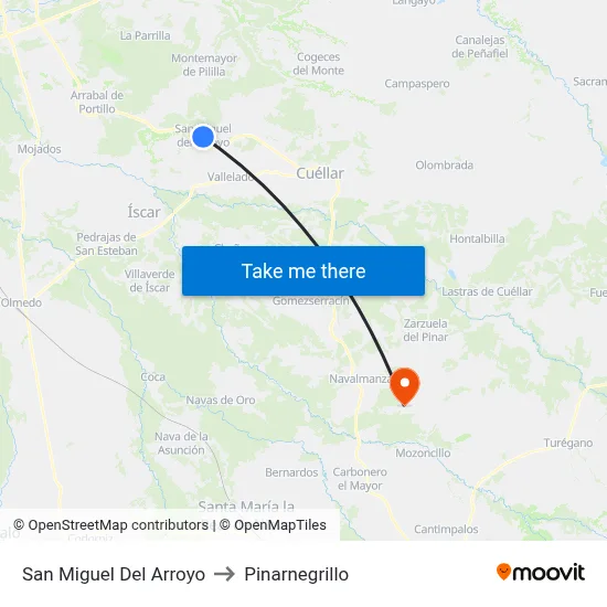 San Miguel Del Arroyo to Pinarnegrillo map