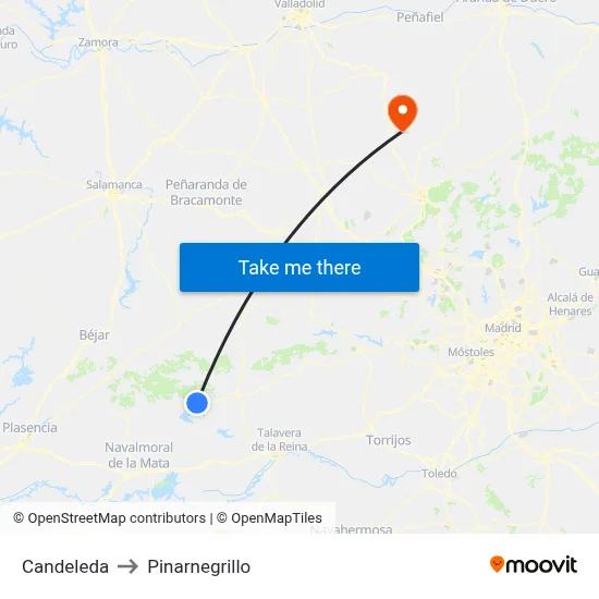 Candeleda to Pinarnegrillo map