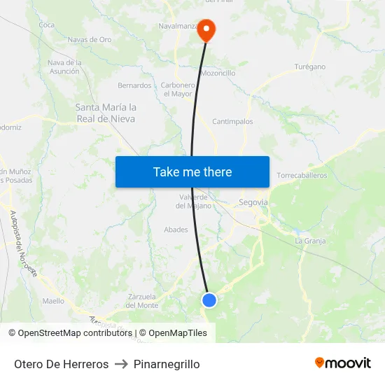 Otero De Herreros to Pinarnegrillo map