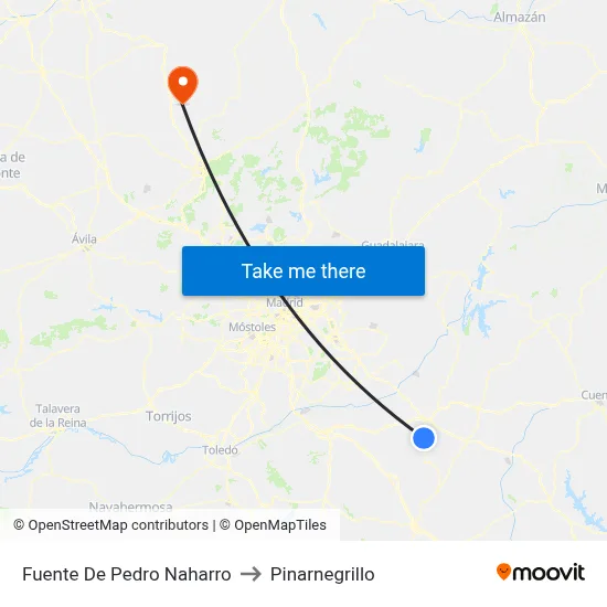 Fuente De Pedro Naharro to Pinarnegrillo map
