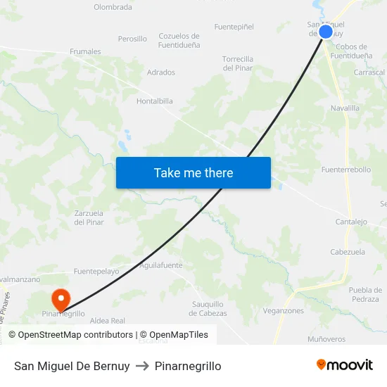 San Miguel De Bernuy to Pinarnegrillo map