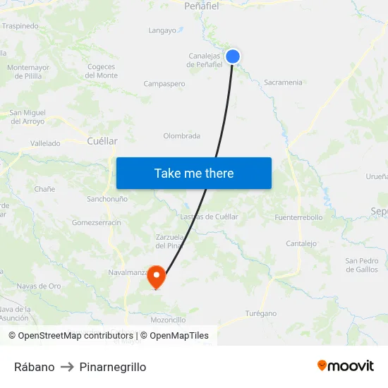 Rábano to Pinarnegrillo map