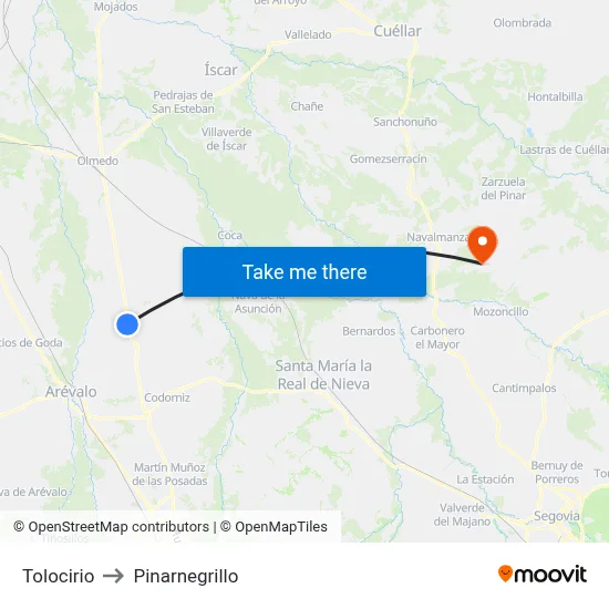 Tolocirio to Pinarnegrillo map