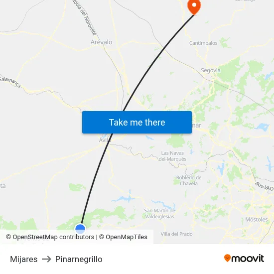 Mijares to Pinarnegrillo map