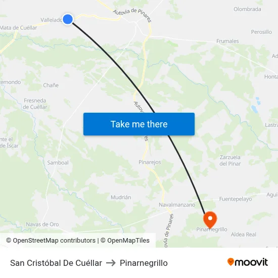 San Cristóbal De Cuéllar to Pinarnegrillo map
