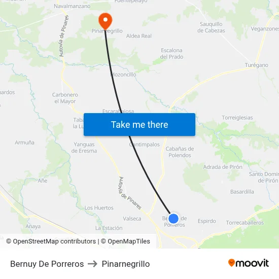 Bernuy De Porreros to Pinarnegrillo map