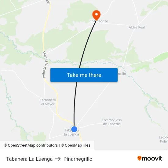 Tabanera La Luenga to Pinarnegrillo map