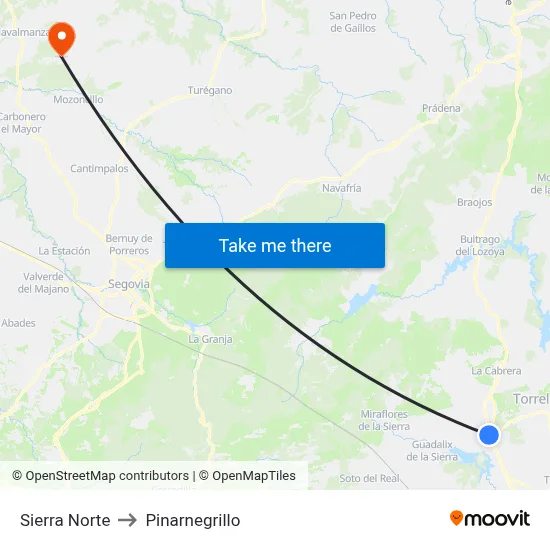 Sierra Norte to Pinarnegrillo map