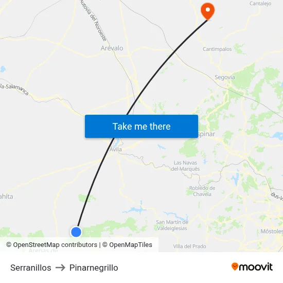 Serranillos to Pinarnegrillo map