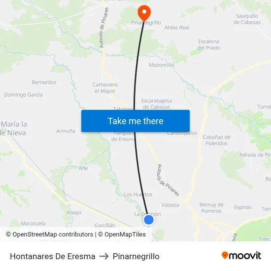 Hontanares De Eresma to Pinarnegrillo map