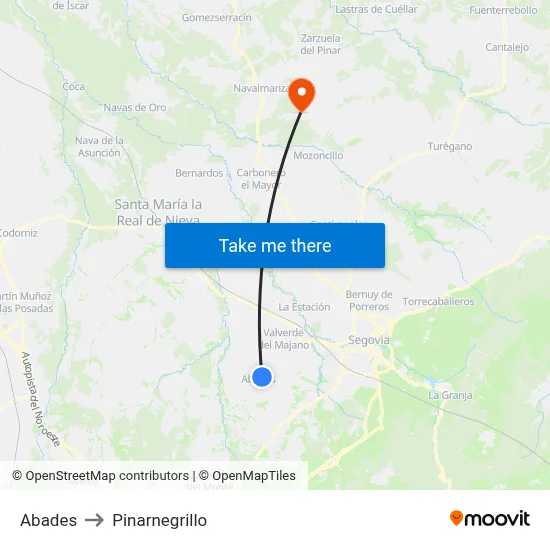 Abades to Pinarnegrillo map