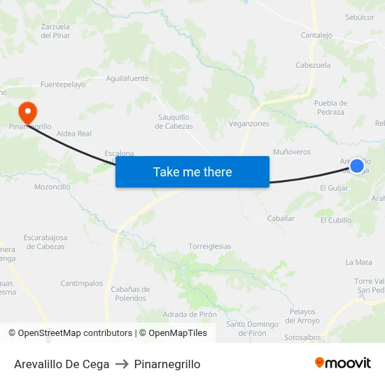 Arevalillo De Cega to Pinarnegrillo map