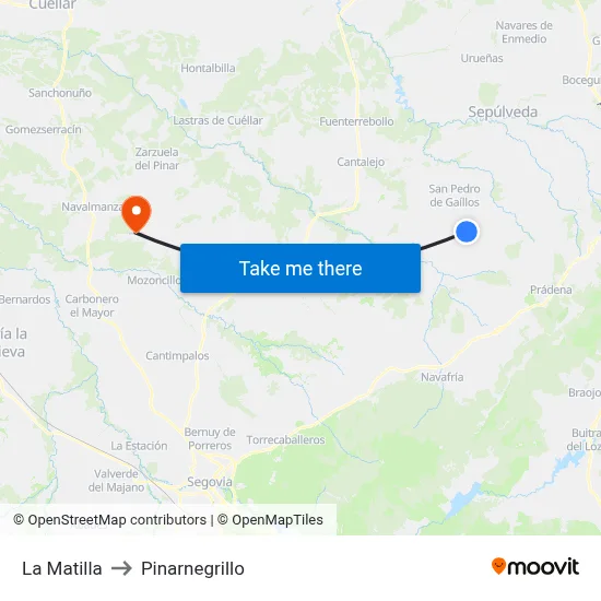 La Matilla to Pinarnegrillo map
