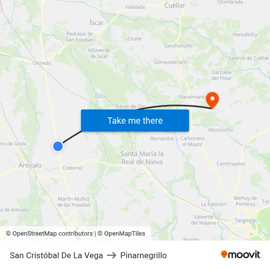 San Cristóbal De La Vega to Pinarnegrillo map