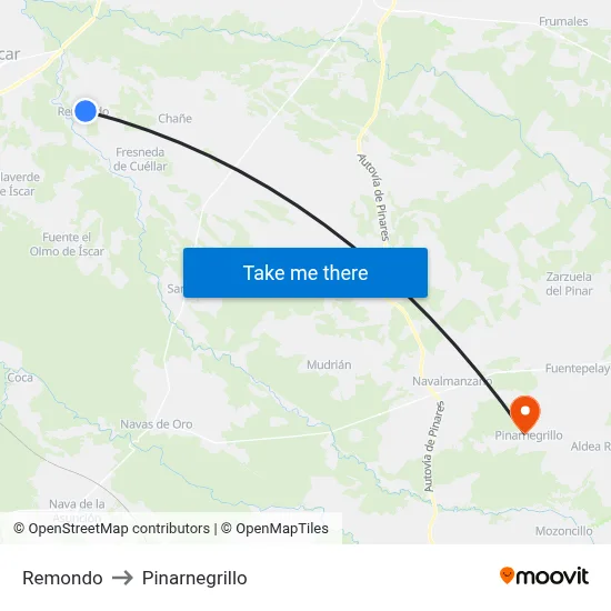 Remondo to Pinarnegrillo map