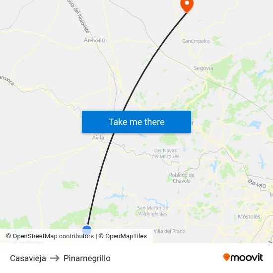 Casavieja to Pinarnegrillo map
