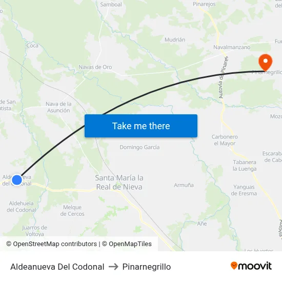 Aldeanueva Del Codonal to Pinarnegrillo map