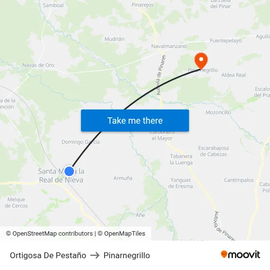 Ortigosa De Pestaño to Pinarnegrillo map