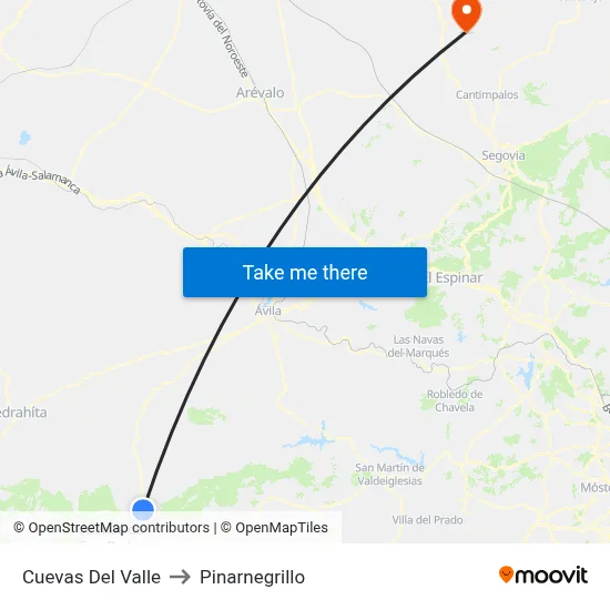 Cuevas Del Valle to Pinarnegrillo map