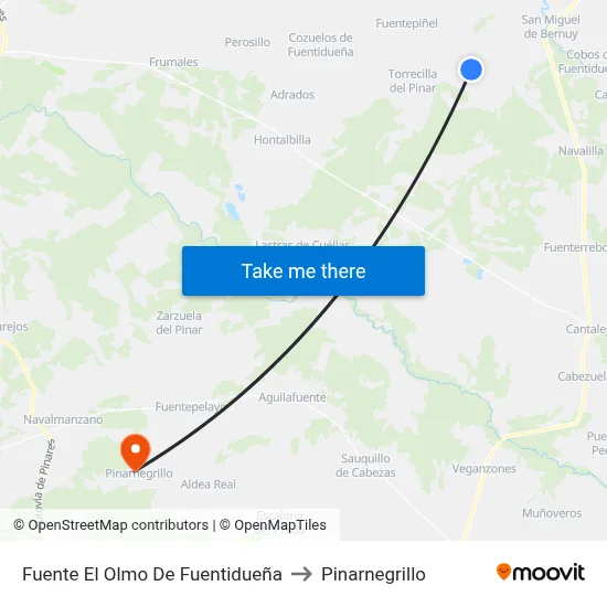 Fuente El Olmo De Fuentidueña to Pinarnegrillo map