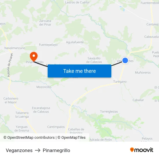 Veganzones to Pinarnegrillo map