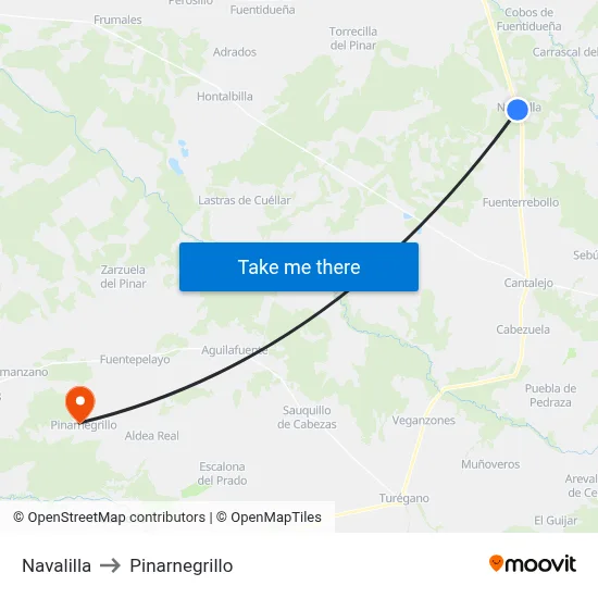 Navalilla to Pinarnegrillo map