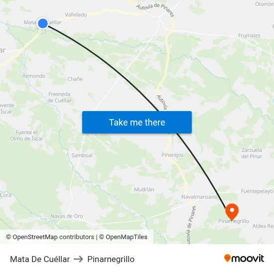 Mata De Cuéllar to Pinarnegrillo map