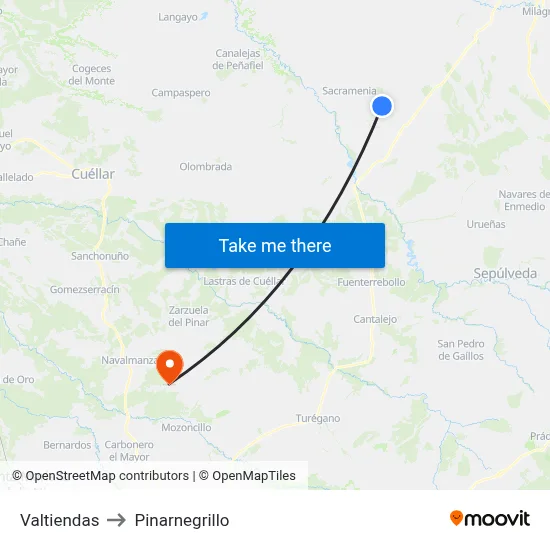 Valtiendas to Pinarnegrillo map