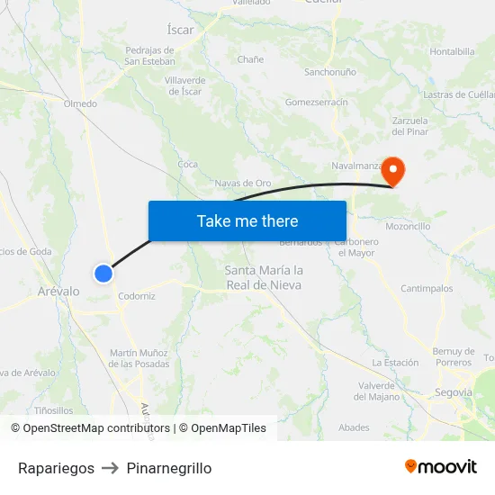 Rapariegos to Pinarnegrillo map