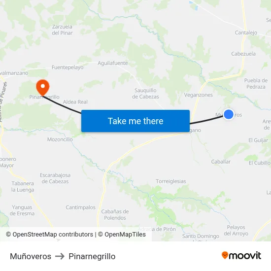 Muñoveros to Pinarnegrillo map